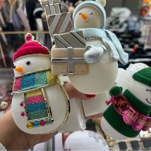 Set of 3 Bath&Body Works Festive Snowman Ornaments with Gifts wallflower.